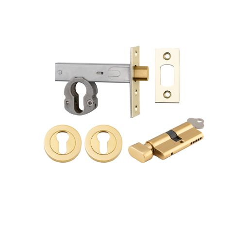 Mortice TRA22156K60KTER Deadbolt Eu P/Brass B/Set 60mm Key/Thumb Esc Rnd Kit