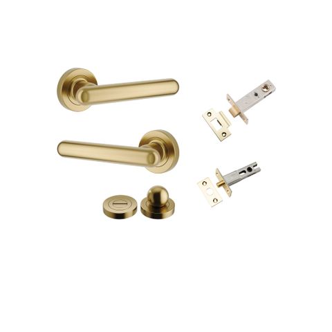 Iver Puerto Round Rose Privacy Lever Kit W/ Latch & Separate Privacy Turn