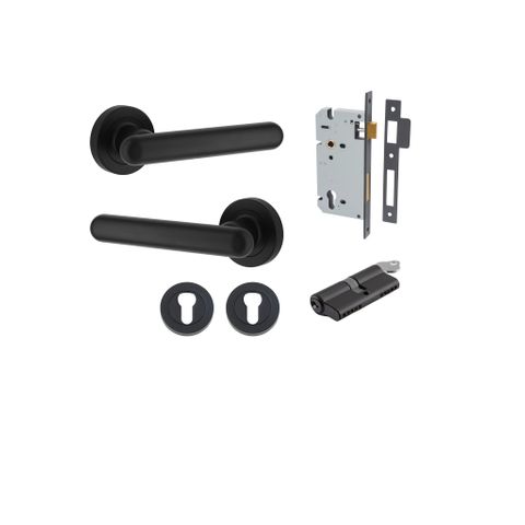 Iver TRA24003KENTR60KK Door Lever Puerto Rose Rnd Matt Black Key/ Key Entr Kit