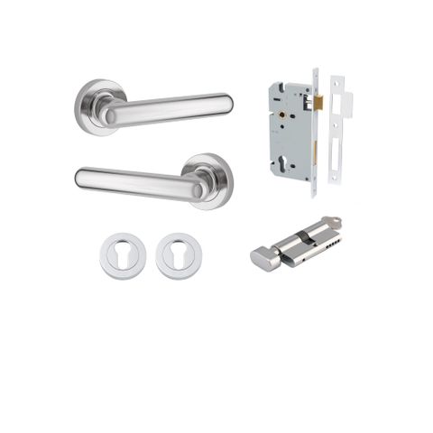 Iver TRA24004KENTR60KT Door Lvr Puerto Rose Rnd Polish Chrome Key/Thmb Ent Kit