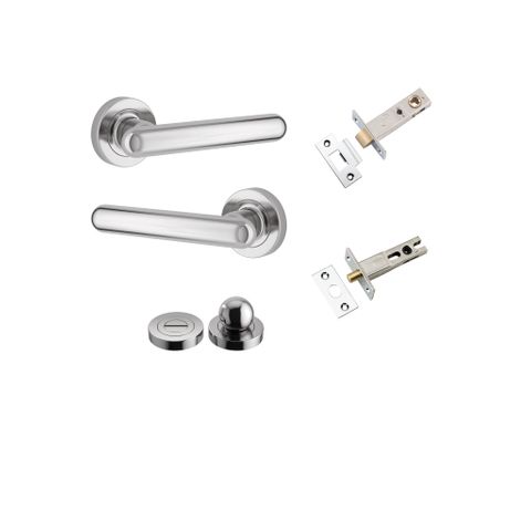 Iver TRA24004KPRIV60 Door Lever Puerto Rose Round Polished Chrome Privac Kit