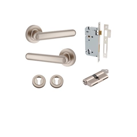 Iver TRA24005KENTR60KK Door Lever Puerto Rose Round S/Nic Key/Key Entrance Kit