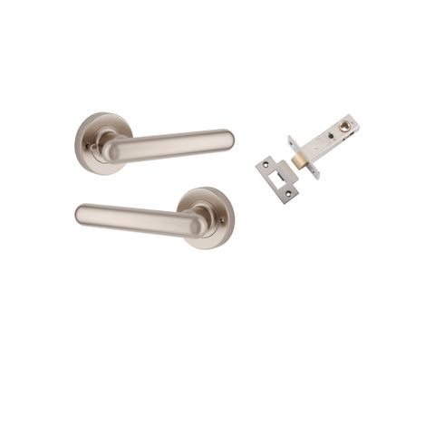 Iver TRA24005KIBPRIV60 Door Lever Puerto Rose Rnd Satin Nickel Inbuilt Prv Kit