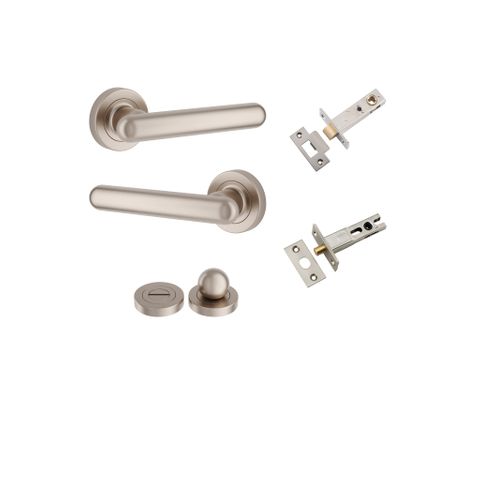 Iver TRA24005KPRIV60 Door Lever Puerto Rose Round Satin Nickel Privacy Kit