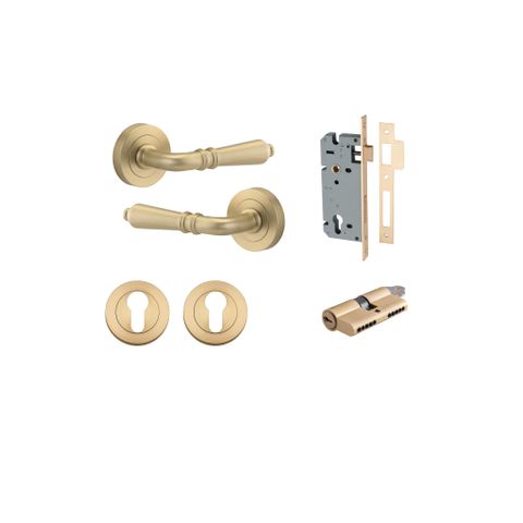 Door TRA9199KENTR60KK Lvr Sarlat Rnd Rose Pair Brushed Brass D52XP58 Entr Kit
