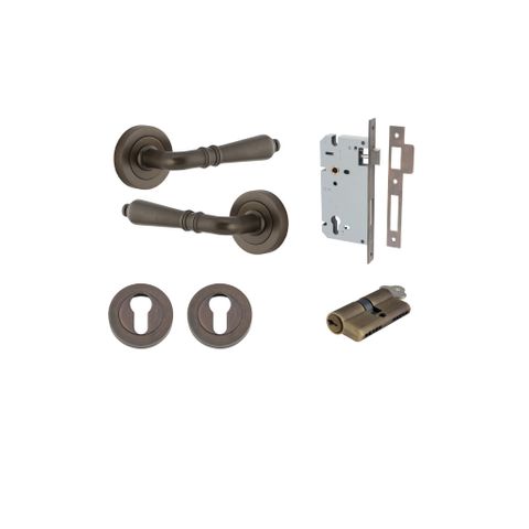 Door TRA9201KENTR60KK Lvr Srlt Rnd Rose Pair Signature Brass D52XP58 Entr Kit