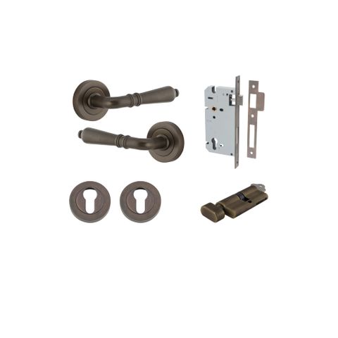 Door TRA9201KENTR60KT Lvr Srlt Rnd Rose Pair Signature Brass D52XP58 Entr Kit