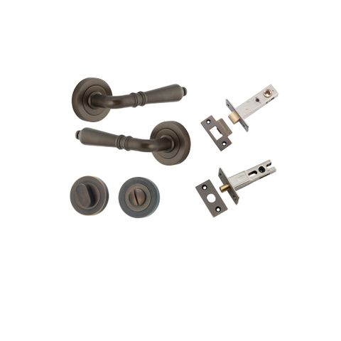 Door TRA9201KPRIV60 Lvr Srlt Rnd Rose Pair Signature Brass D52XP58 Priv Kit