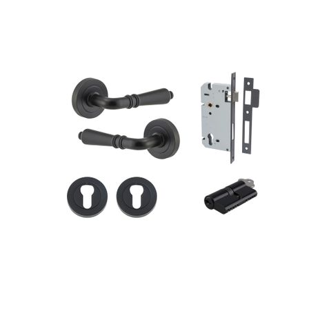 Door TRA9203KENTR60KK Lever Sarlat Round Rose Pair Mb D52xp58mm Entrance Kit