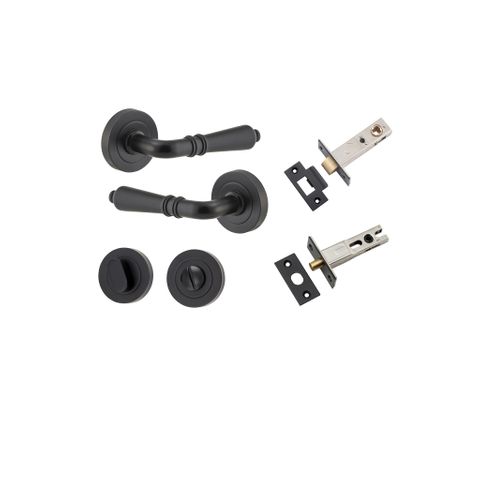 Door TRA9203KPRIV60 Lever Sarlat Round Rose Pair Mb D52xp58mm Privacy Kit