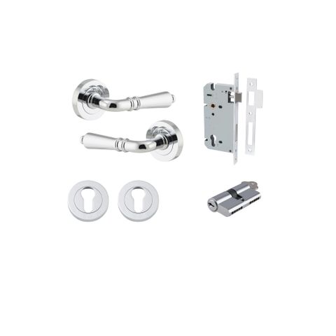 Door TRA9204KENTR60KK Lvr Srlt Rnd Rose Pair Polished Chrome D52XP58 Entr Kit
