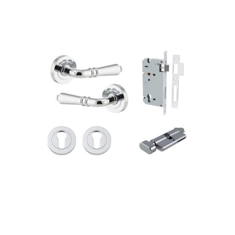 Door TRA9204KENTR60KT Lvr Srlt Rnd Rose Pair Polished Chrome D52XP58 Entr Kit