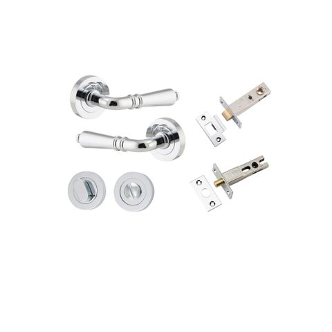 Door TRA9204KPRIV60 Lvr Srlt Rnd Rose Pair Polished Chrome D52XP58 Priv Kit