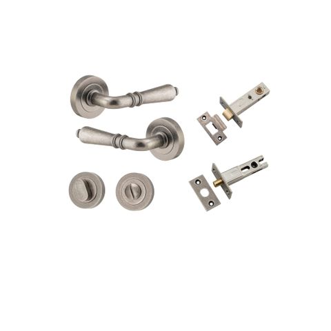 Dr TRA9207KPRIV60 Lvr Srlt Rnd Rose Pair Distressed Nickel D52XP58 Priv Kit