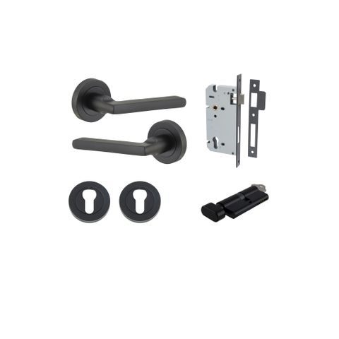 Door TRA9213KENTR60KT Lever Baltimore Round Rose Pair Mb D52xp58mm Entr Kit