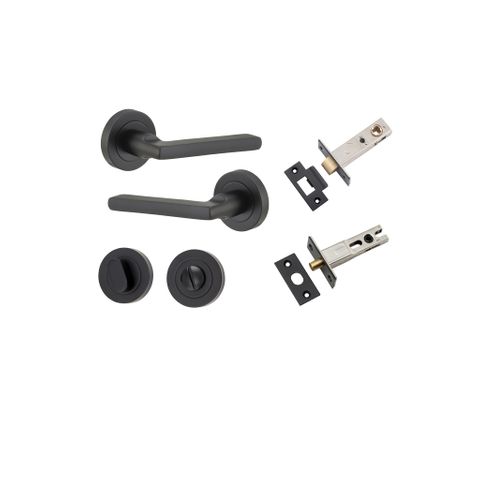 Door TRA9213KPRIV60 Lever Baltimore Round Rose Pair Mb D52xp58mm Priv Kit