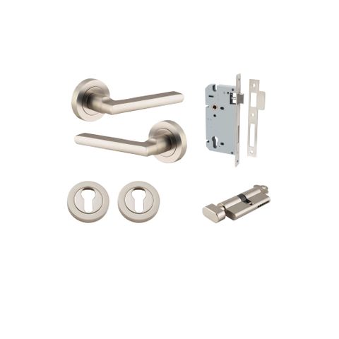 Door TRA9219KENTR60KT Lvr Btmore Rnd Rose Pair Satin Nickel D52XP58 Entr Kit