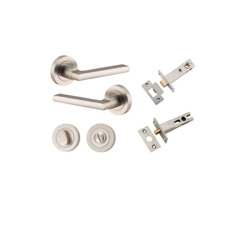 Door TRA9219KPRIV60 Lvr Btmore Rnd Rose Pair Satin Nickel D52XP58 Priv Kit