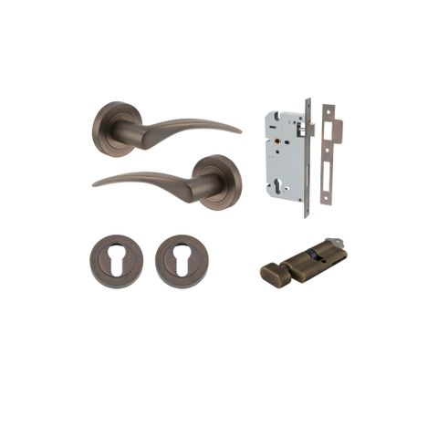 Iver Oxford Round Rose Entrance Lever Kit (Key/Turn)
