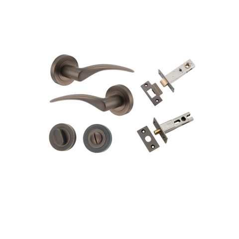 Iver Oxford Round Rose Privacy Lever Kit W/ Latch & Separate Privacy Turn