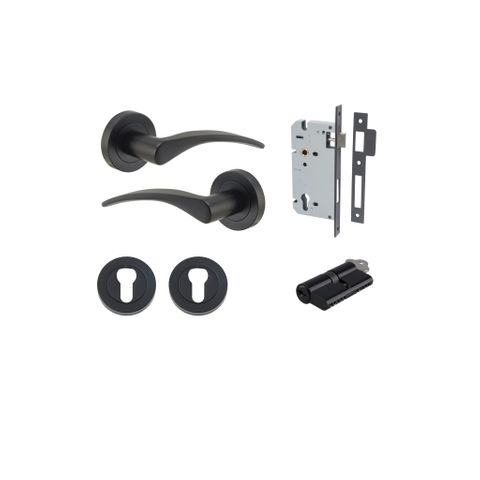Door TRA9223KENTR60KK Lever Oxford Round Rose Pair Mb D52xp64mm Entrance Kit