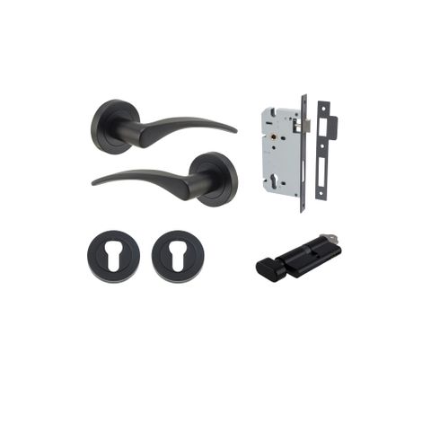 Door TRA9223KENTR60KT Lever Oxford Round Rose Pair Mb D52xp64mm Entrance Kit