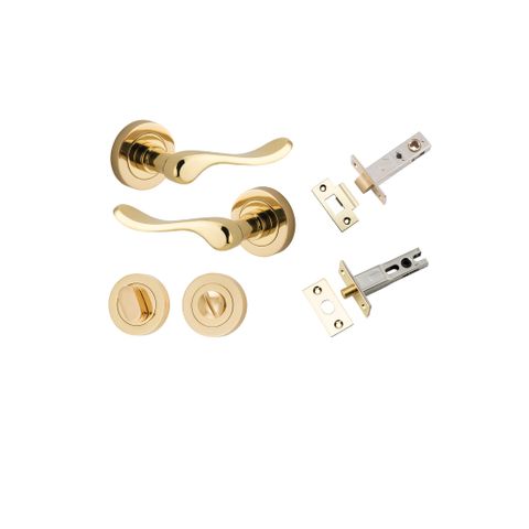 Iver Stirling Round Rose Privacy Lever Kit W/ Latch & Separate Privacy Turn