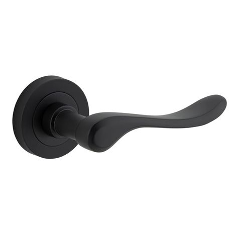 Door TRA20793 Lever Stirling Round Rose Matt Black D52xp64mm