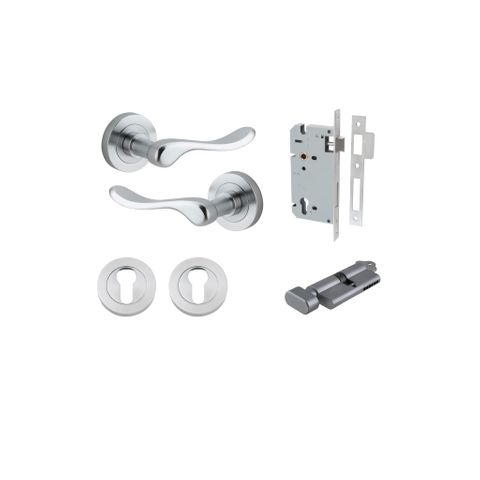 Door TRA20795KENTR60KT Lever Stirling Rnd Rose Brushed Chrome D52XP64 Entr Kit