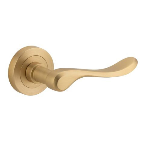 Door TRA20796 Lever Stirling Round Rose Brushed Brass D52xp64mm