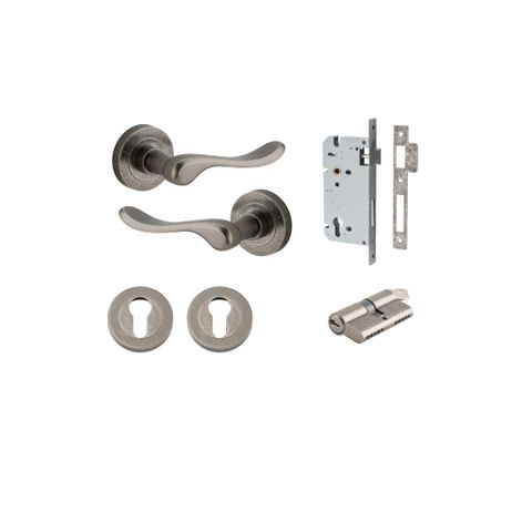 Door TRA20797KENTR60KK Lvr Strlg Rnd Rose Distressed Nickel D52XP64 Entr Kit