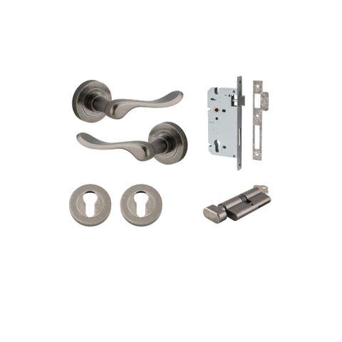 Door TRA20797KENTR60KT Lvr Strlg Rnd Rose Distressed Nickel D52XP64 Entr Kit