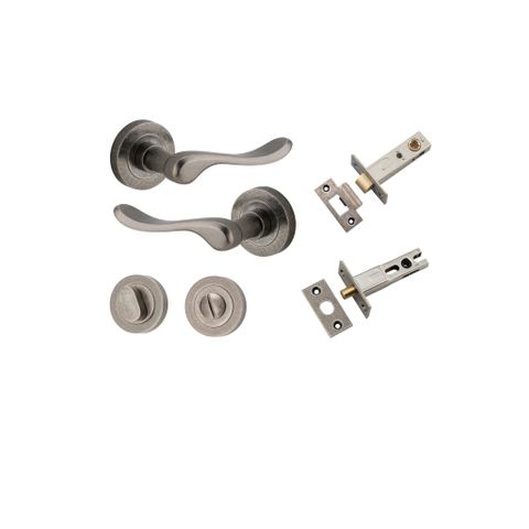 Door TRA20797KPRIV60 Lvr Strlg Rnd Rose Distressed Nickel D52XP64 Priv Kit