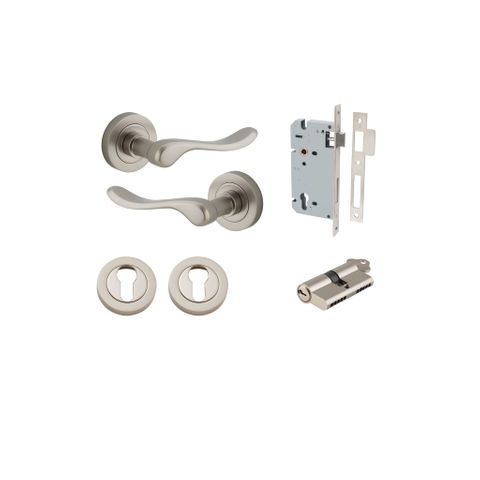 Door TRA20799KENTR60KK Lever Stirling Rnd Rose Satin Nickel D52xp64mm Entr Kit