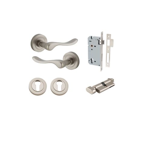 Door TRA20799KENTR60KT Lever Stirling Rnd Rose Satin Nickel D52xp64mm Entr Kit