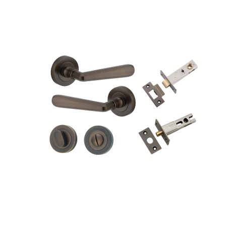 Iver Copenhagen Round Rose Privacy Lever Kit W/ Latch & Separate Privacy Turn