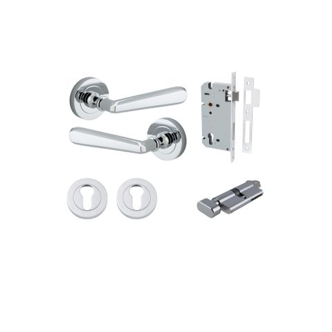 Door TRA20804KENTR60KT Lvr Cphgn Rnd Rose Polished Chrome D52XP61 Entr Kit