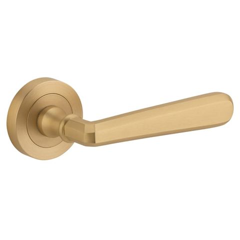 Door TRA20806 Lever Copenhagen Round Rose Brushed Brass D52xp61mm