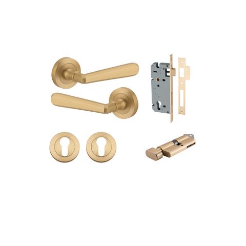 Door TRA20806KENTR60KT Lvr Copenhagen Rnd Rose Brushed Brass D52XP61 Entr Kit