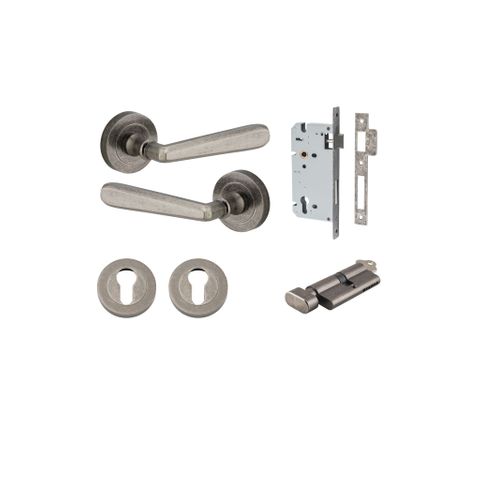 Door TRA20807KENTR60KT Lvr Cphgn Rnd Rose Distressed Nickel D52XP61 Entr Kit