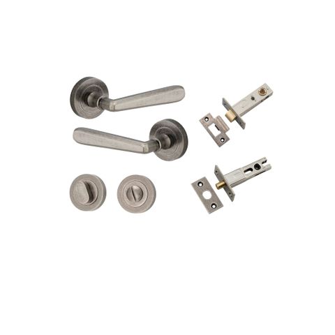 Door TRA20807KPRIV60 Lvr Cphgn Rnd Rose Distressed Nickel D52XP61 Priv Kit