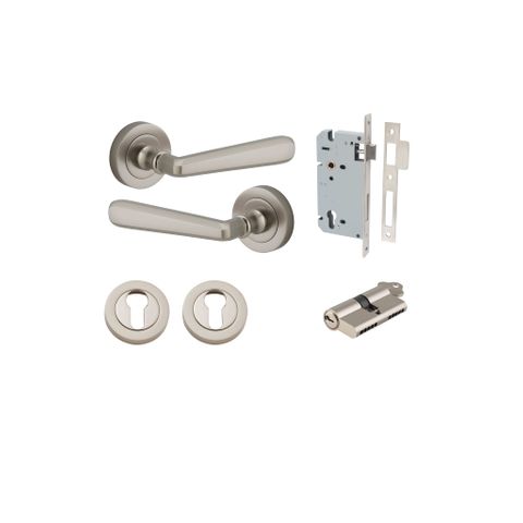 Door TRA20809KENTR60KK Lever Copenhagen Rnd Rose Satin Nickel D52XP61 Entr Kit
