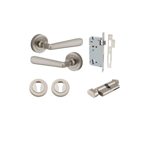 Door TRA20809KENTR60KT Lever Copenhagen Rnd Rose Satin Nickel D52XP61 Entr Kit