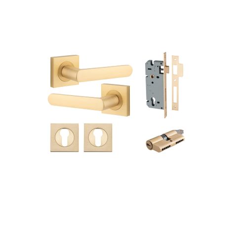Door TRA21186KENTR60KK Lever Osaka Sqr Rose Brushed Brass H52XW52XP55 Entr Kit