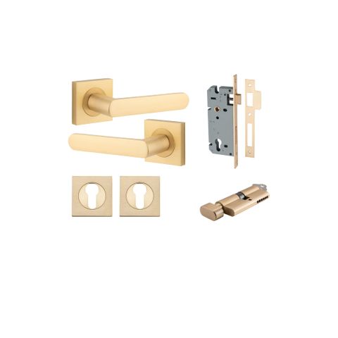 Door TRA21186KENTR60KT Lever Osaka Sqr Rose Brushed Brass H52XW52XP55 Entr Kit