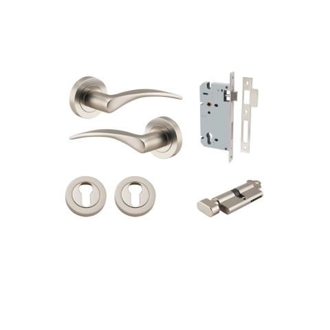 Door TRA9229KENTR60KT Lvr Oxford Rnd Rose Pair Satin Nickel D52XP64 Entr Kit