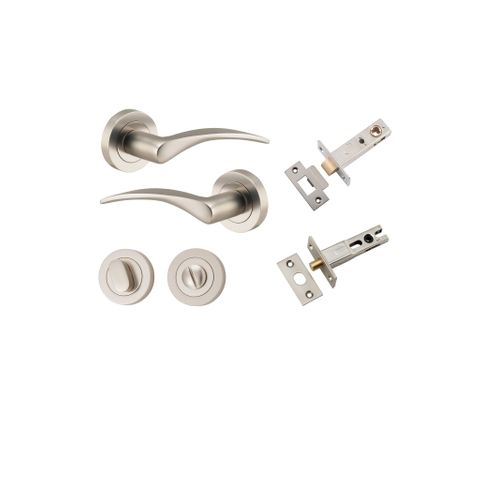 Door TRA9229KPRIV60 Lvr Oxford Rnd Rose Pair Satin Nickel D52XP64 Priv Kit