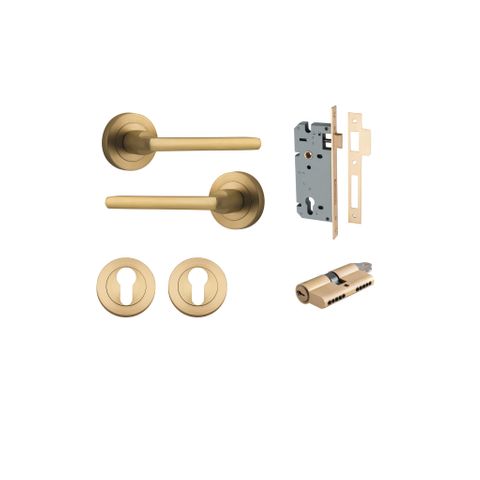 Door TRA9365KENTR60KK Lvr Baltimore Rnd Rose Pair B/Brass D52XP58 Entr Kit