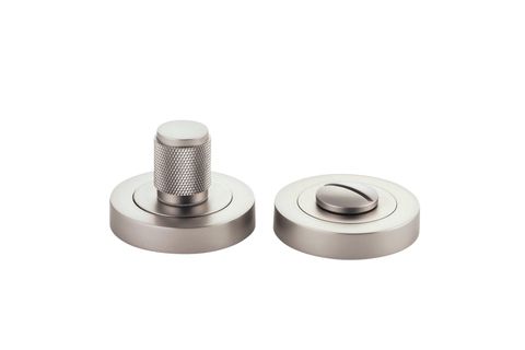 Privacy TRA9419 Turn Brunswick Cfix Round Knurled Satin Nickel