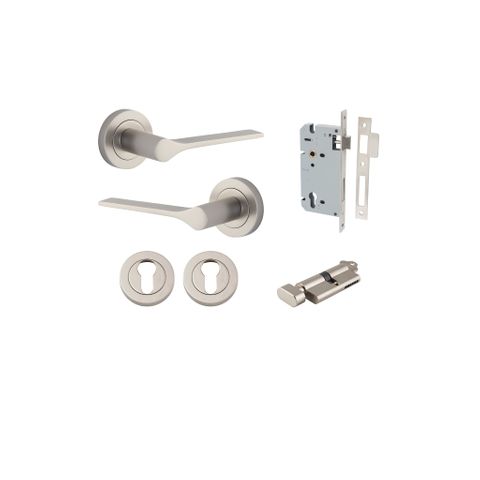 Iver TRA0369KENTR60KT Como Door Lever Euro Round Rose Entry Cyl/Turn SN